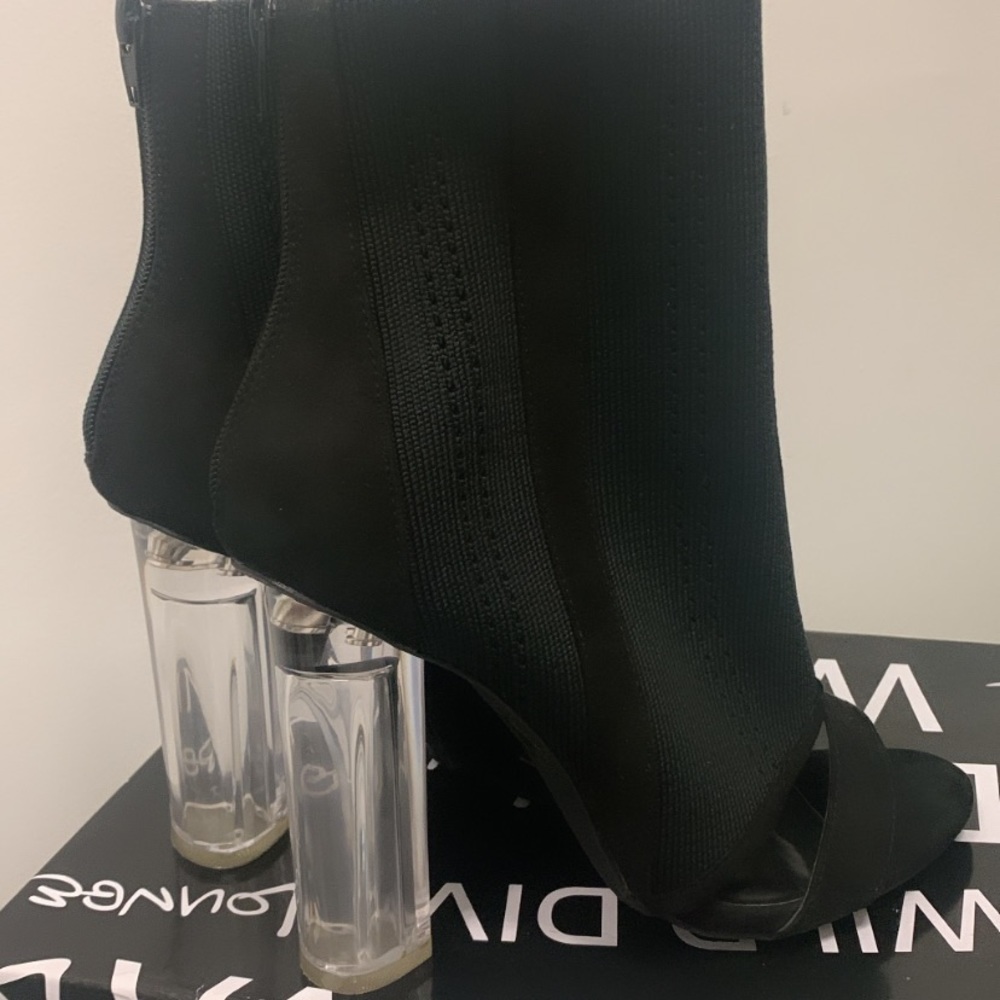 Open toed Black heels with clear heel size 9-